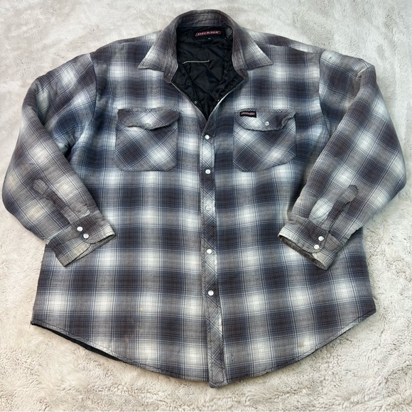 Dickies Other - Dickies Quilted Shirt Jacket Shacket Plaid Pearl Snap Mens Size XL
